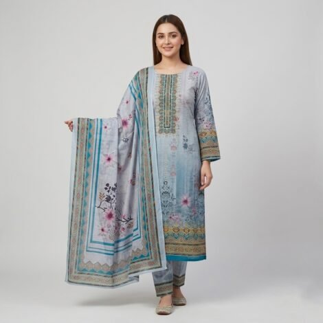 Zamzam digital lawn three piece